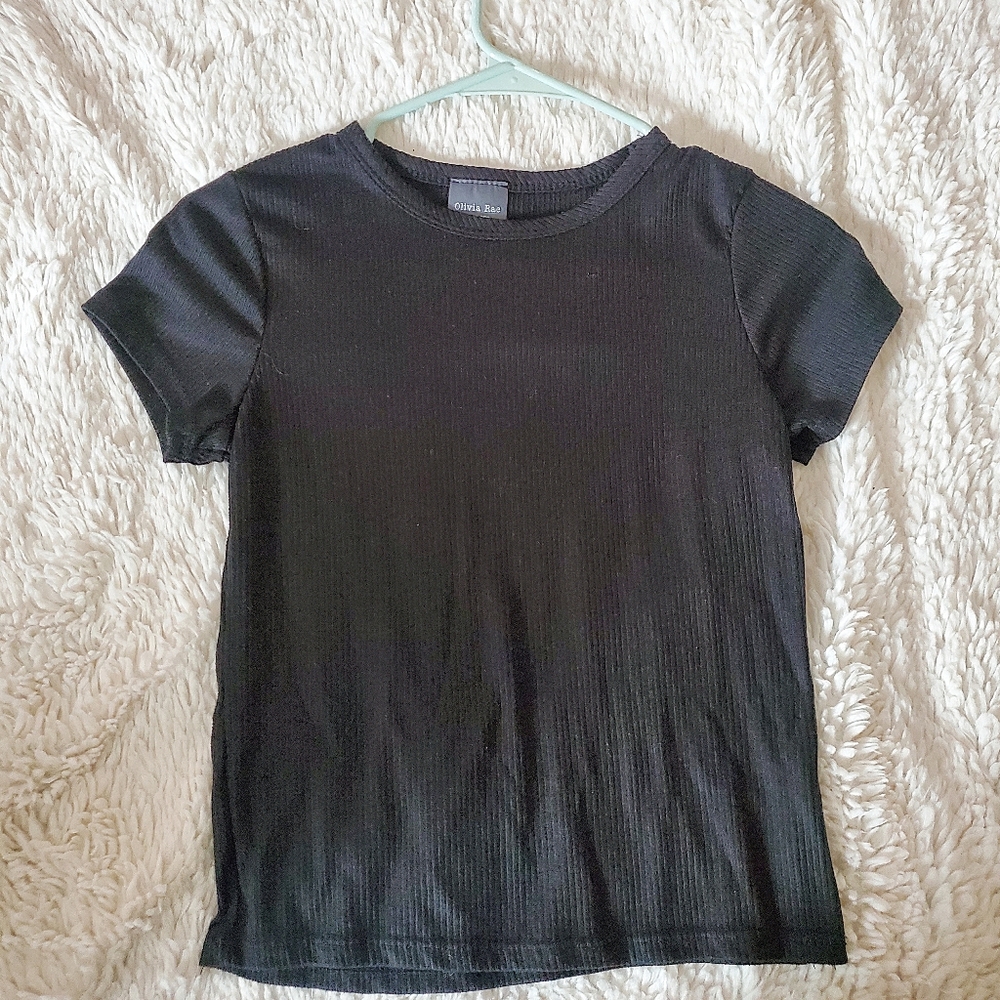 Olivia Rae women's ribbed black t-shirt